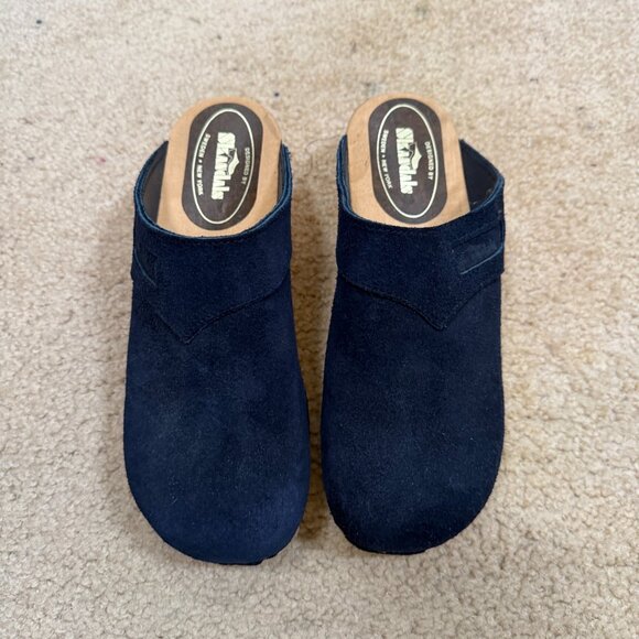 Skandals Swedish Clogs Size 42 US 10.5 Blue Suede Mule Slip On Casual - Picture 2 of 11